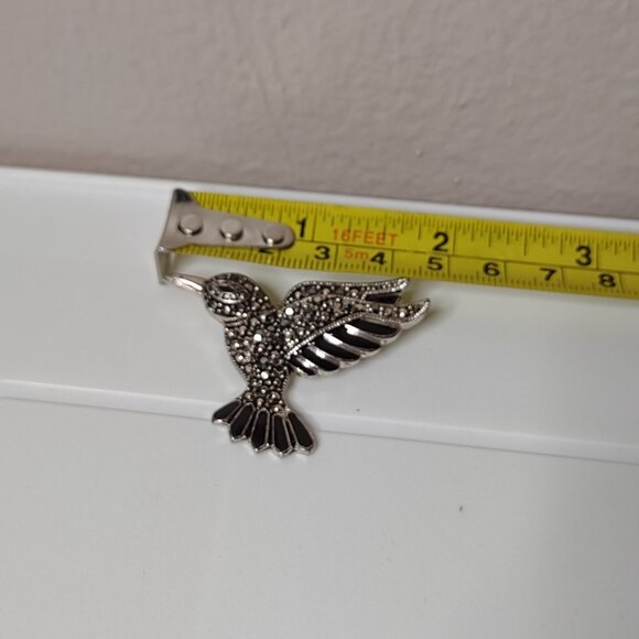 Black And Silver Tone Hummingbird Brooch - Picture 9 of 12